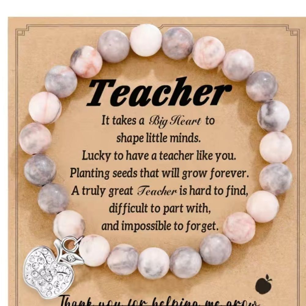 NEW Teacher's Day Apple Pendant Bracelet Stone Bracelet Back To School Gift